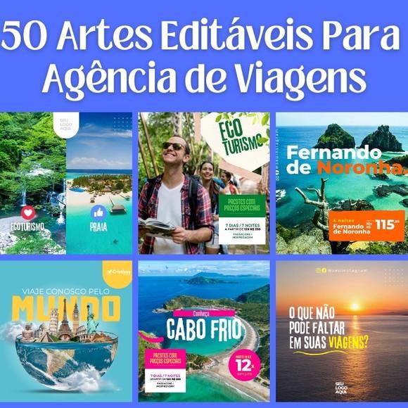 Pack Artes Canva para Agência de Viagens -50 Temas Editáveis