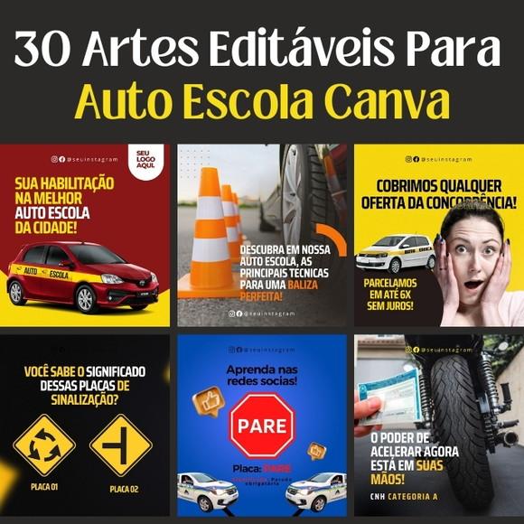 Pack Artes Canva Autoescola - 30 Temas 100% Editáveis