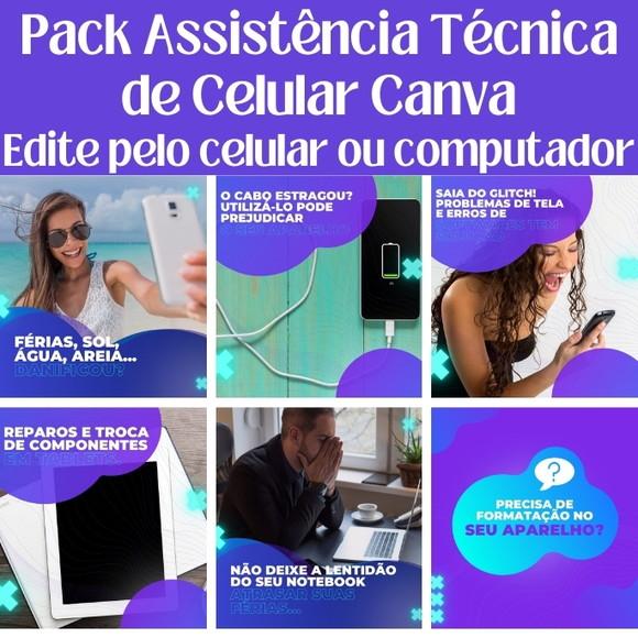 Pack 100 Artes Canva Assistência Técnica Celular