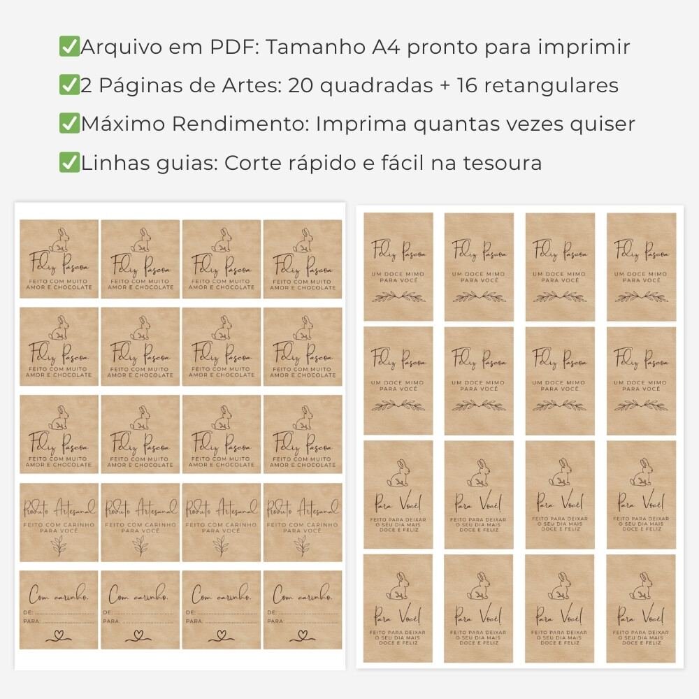 Tags de Páscoa para Confeitaria – Arquivo PDF para Imprimir