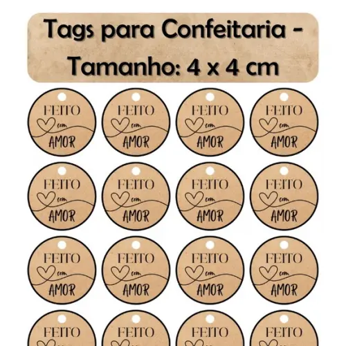 Arquivo Digital Tag para Confeitaria Feito com Amor #1