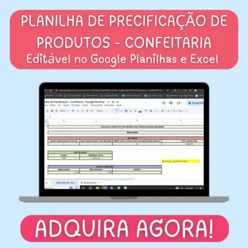 Planilha de Precificação de Produtos de Confeitaria em Excel