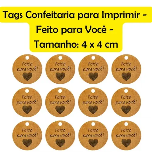 Arq Digital Tag para Confeitaria - Feito para Você sem Borda