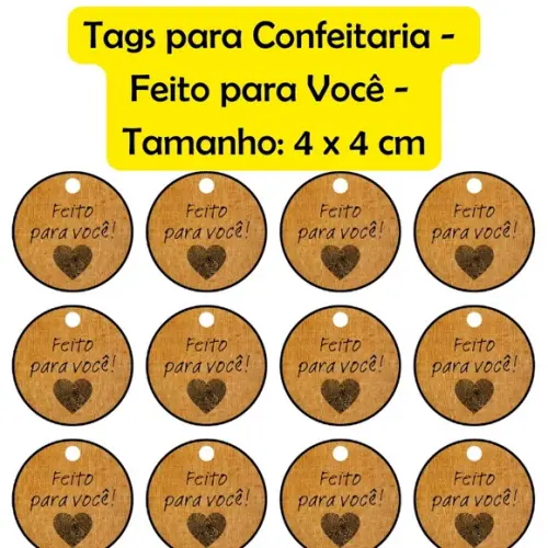 Arq Digital Tag para Confeitaria - Feito para Você com Borda