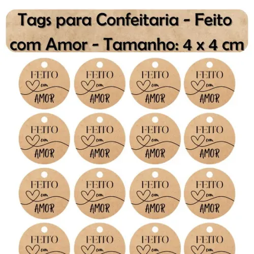 Arquivo Digital Tag para Confeitaria Feito com Amor #2