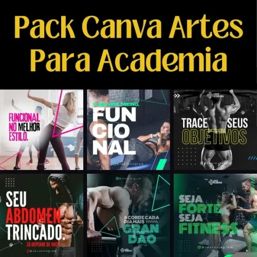 Pack Artes Canva para Academia ? 74 Temas Editáveis Vol. 2