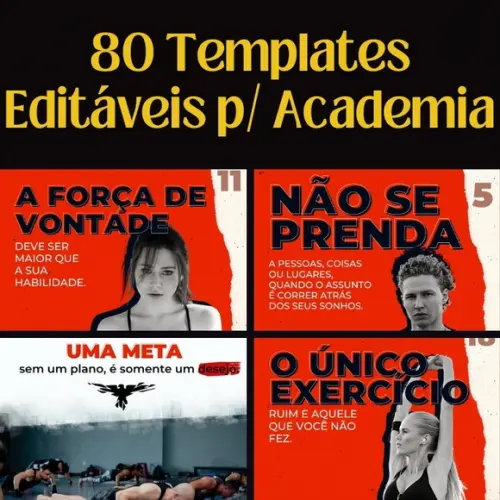Pack Artes Canva para Academia ? 80 Temas Editáveis Vol. 1