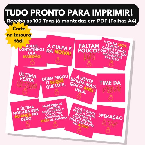 Tags para Drinks Despedida de Solteira – 100 Frases PDF