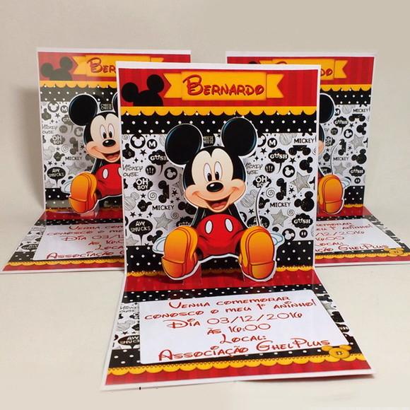 Convite Mickey - Modelo Mini Pop Up