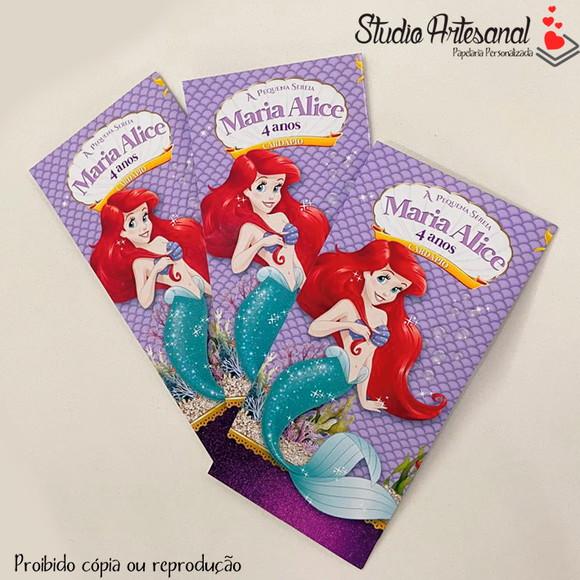 Cardápio Personalizado Tema Ariel Pequena Sereia