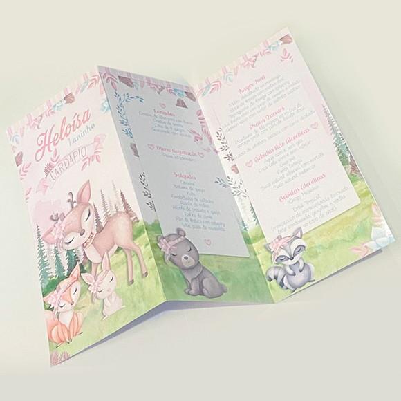 Cardápio Personalizado Tema Bosque Encantado - Festa Boho