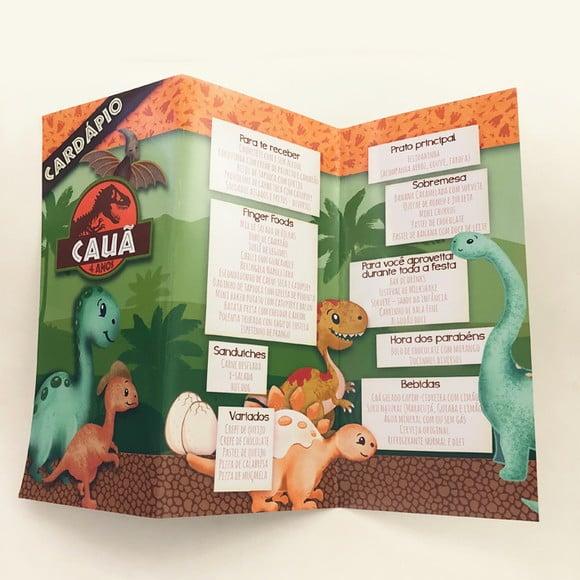 Cardápio Personalizado - Dinossauros