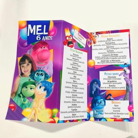Cardápio Personalizado - Tema Divertidamente