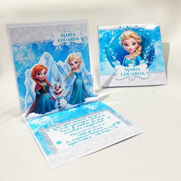 Convite Mini Pop Up - Tema Frozen