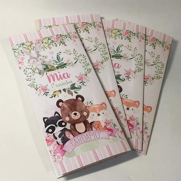 Cardápio Personalizado Tema Bosque Encantado
