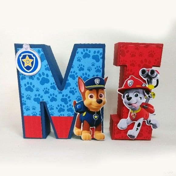 Letras em Papel Personalizadas no Tema Patrulha Canina