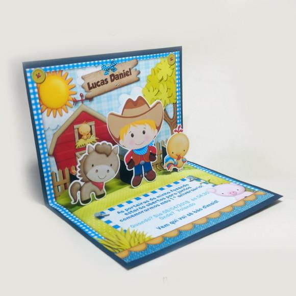 Convite Pop Up - Fazendinha