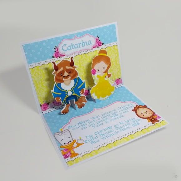 Convite Pop Up - a Bela e a Fera