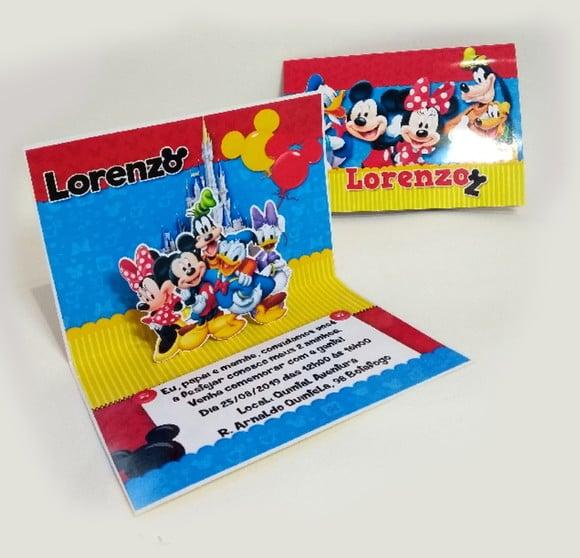 Convite Pop Up - Mickey e Minnie