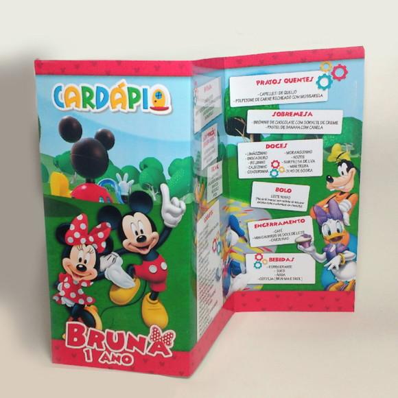 Cardápio Turma do Mickey