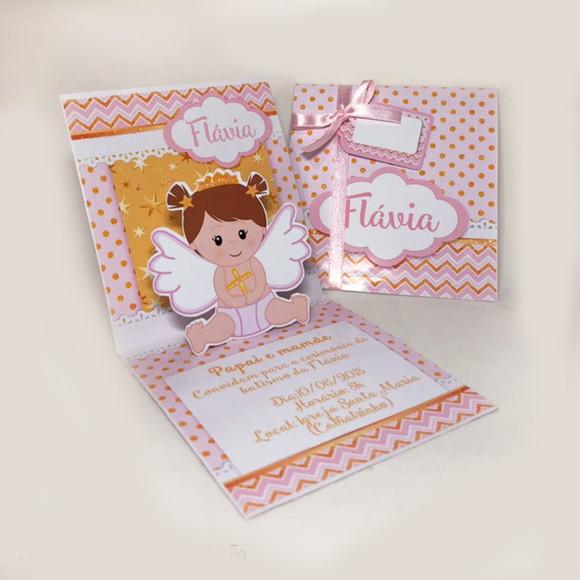Convite Mini Pop Up - Batizado