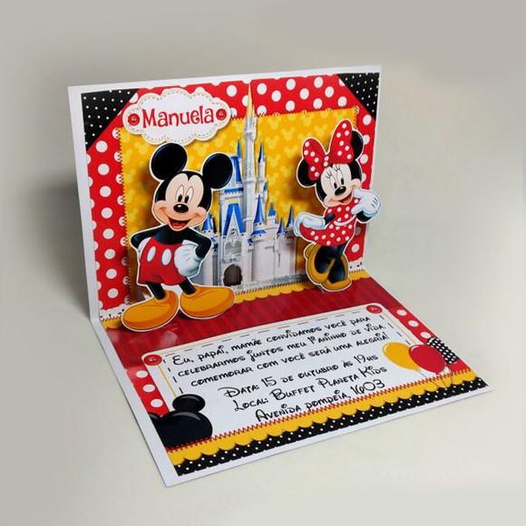 Convite Pop Up - Mickey e Minnie