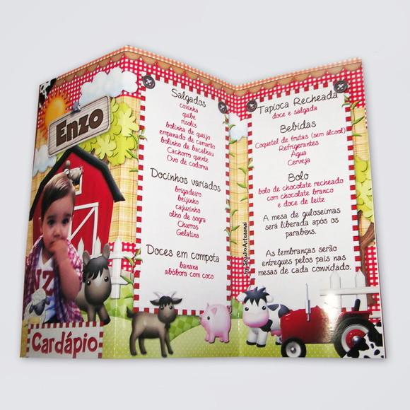 Cardápio Personalizado Fazendinha