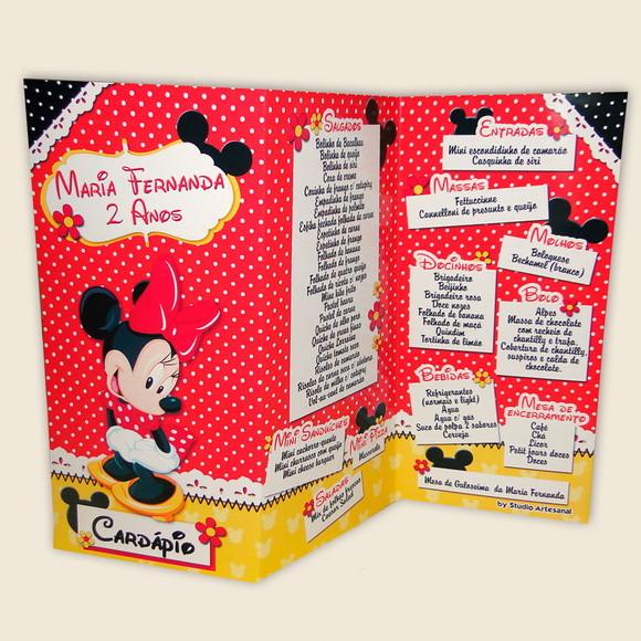 Cardápio Personalizado - Minnie Vermelha