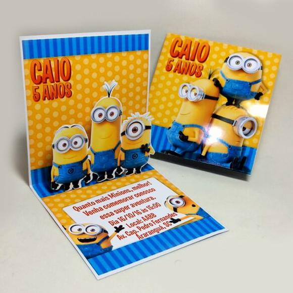 Convite Mini Pop Up - Minions