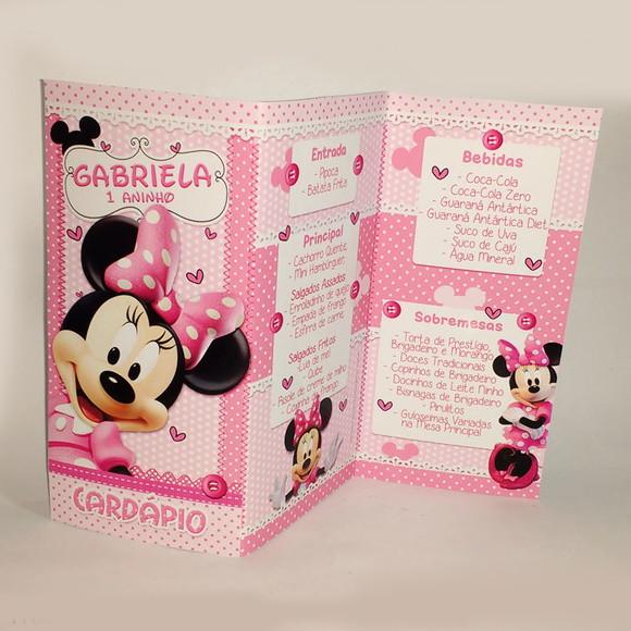 Cardápio Personalizado - Minnie Rosa