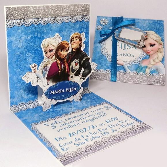 Convite Frozen - Modelo Mini Pop Up