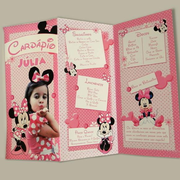 Cardápio Personalizado - Minnie Rosa