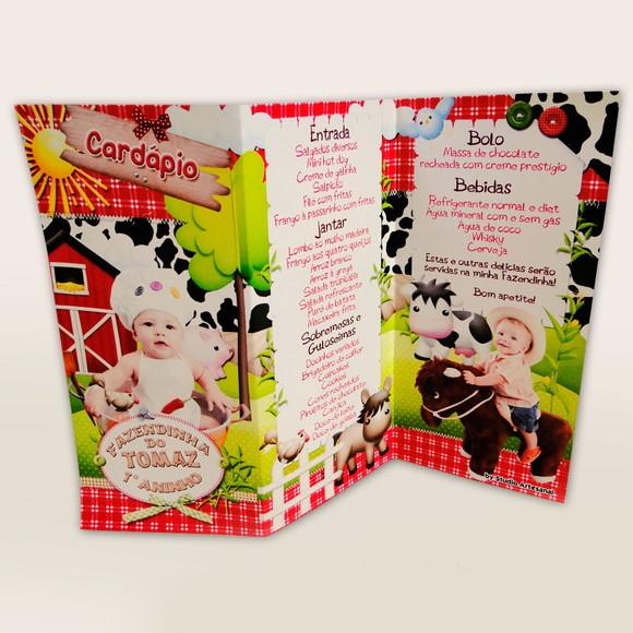 Cardápio Personalizado Fazendinha