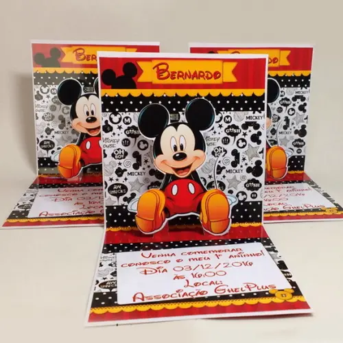 Convite Mickey - Modelo Mini Pop Up