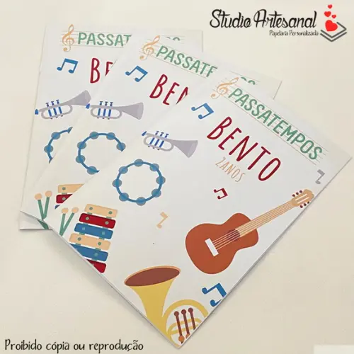 Livro de Passatempos Tema Instrumentos Musicais