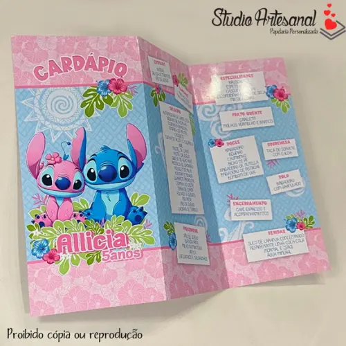 Cardápio - Tema Stitch e Angel