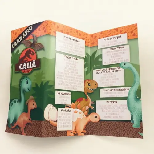 Cardápio Personalizado - Dinossauros