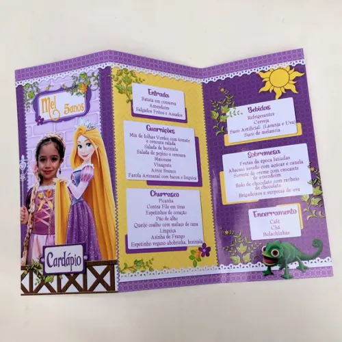 Cardápio - Tema Rapunzel Enrolados