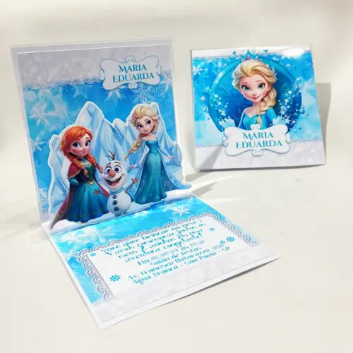 Convite Mini Pop Up - Tema Frozen