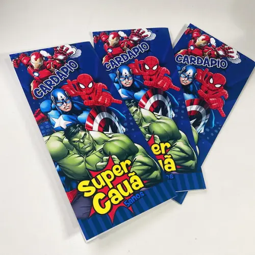 Cardápio Personalizado Tema Vingadores - Super Heróis