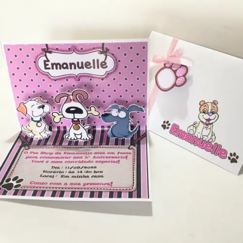 Convite Pop Up - Pet Shop Menina