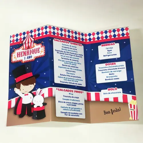 Cardápio Personalizado Circo