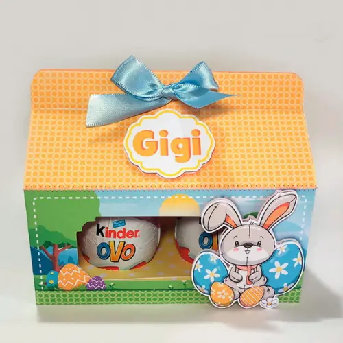 Caixa Coelhinhos com Kinder Ovo - Páscoa