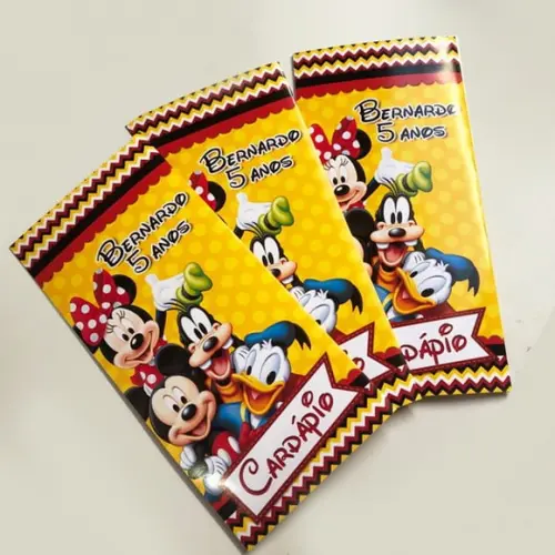 Cardápio Personalizado - Turma do Mickey Amarelo