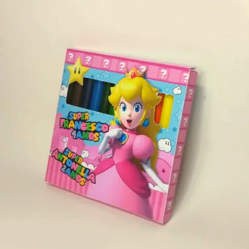 Giz de Cera Personalizado Tema Princesa Peach - Mario Bros