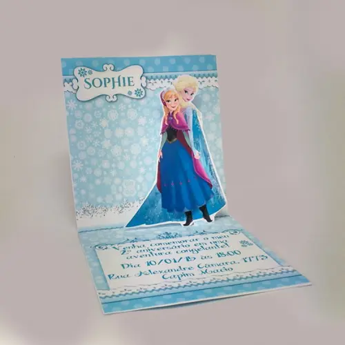Convite Mini Pop Up - Frozen