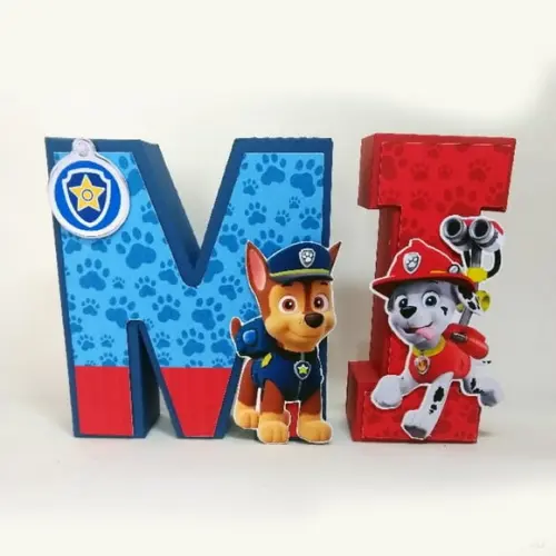 Letras em Papel Personalizadas no Tema Patrulha Canina