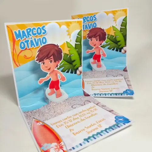 Convite Mini Pop Up Surf