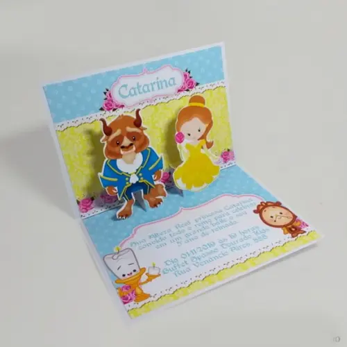 Convite Pop Up - a Bela e a Fera