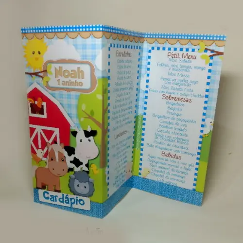 Cardápio Personalizado Fazendinha